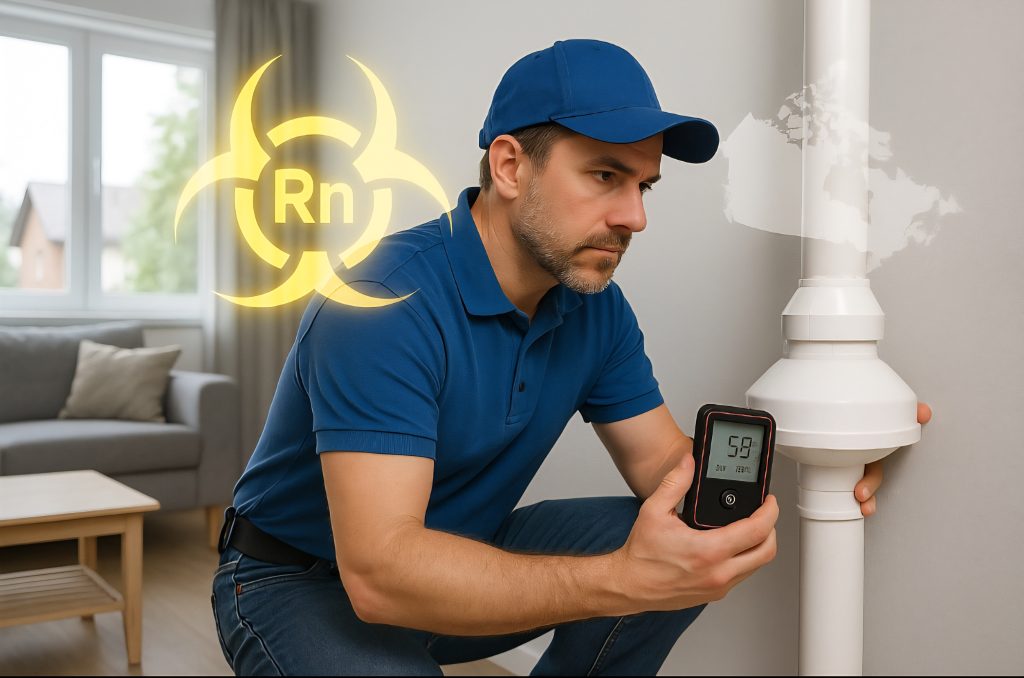 Canadian home with radon mitigation system installed to reduce indoor radon gas levels and improve air safety