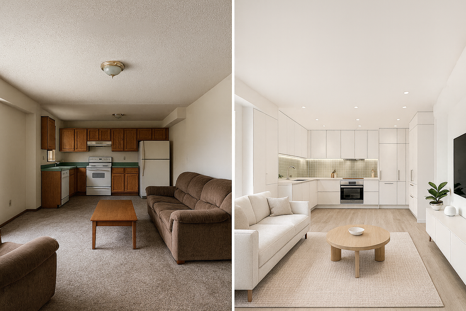 Toronto living room renovation before and after-modern remodel and upgrade