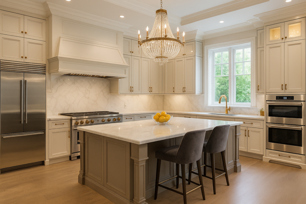 Luxury Toronto kitchen renovation showing 2025 design upgrades and cost factors